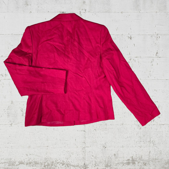 90s Vintage Cherry Red Wool Single Breasted Blazer Talbots Jacket Size 12 - Picture 6 of 6